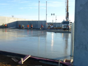 The new steel fibre slab dries on a fine day