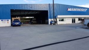 A freight yard that uses a super strong fibre concrete loading bay for very heavy traffic