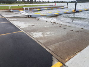 A fibre cement boat ramp using Radforce structural synthetic fibre by Inforce