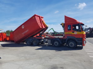 A large truck demonstrates the load bearing ability of Inforce steel fibre concrete slabs