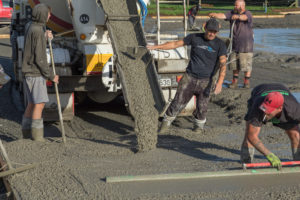 Non corrosive fibre concrete is poured
