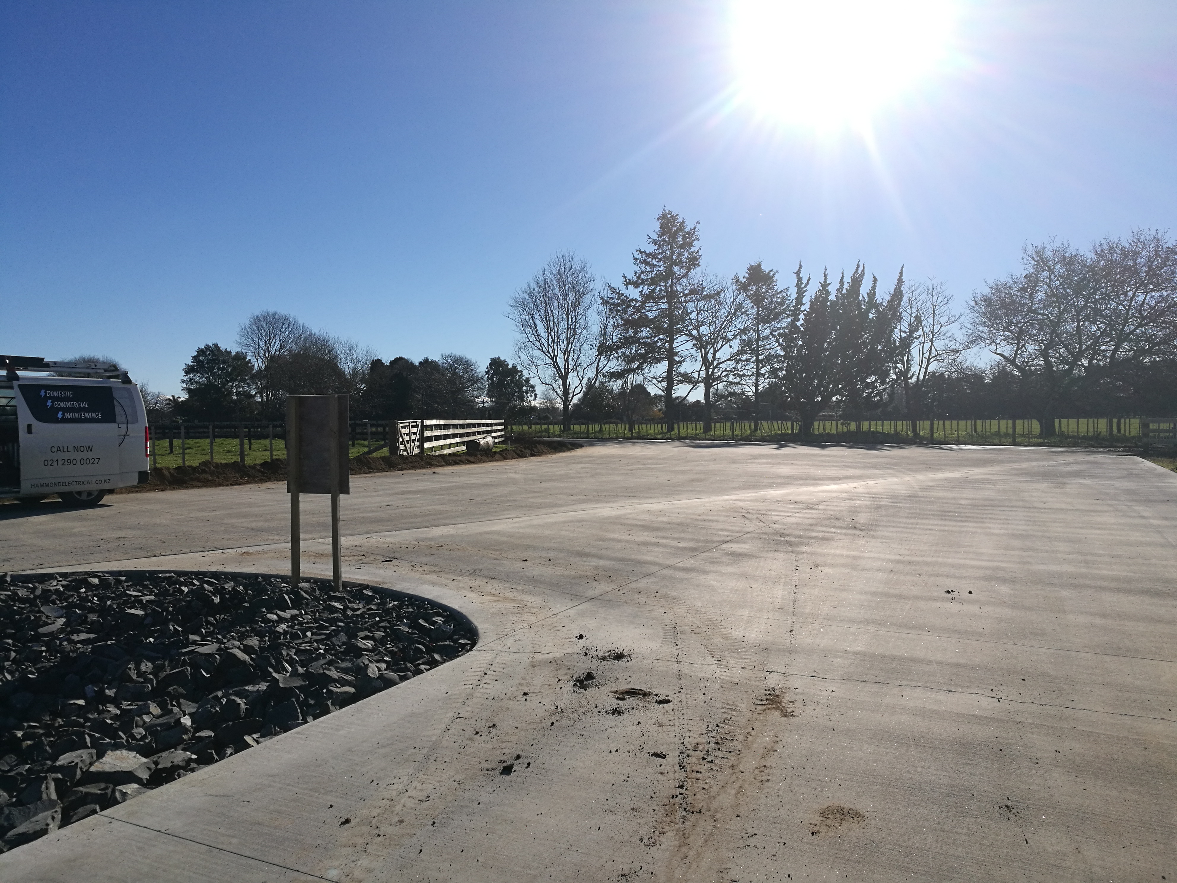 A large driveway and turning bay in fibre concrete