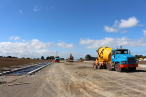 A site in prepared to recieve loads of fibre concrete