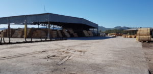 Outdoor timber yard fibre reinforced loading bay